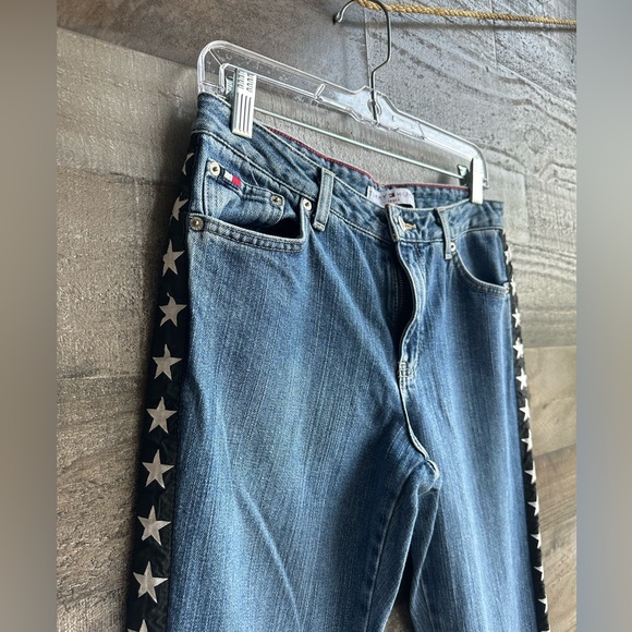 Women’s Vintage Tommy Hilfiger Star Side Aged Blue Low Rider Jeans Size 6 - Picture 3 of 7
